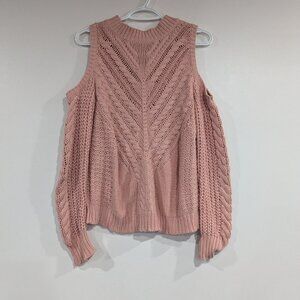 Aeropostale Cold Shoulder Chunky Sweater Pink Size Medium